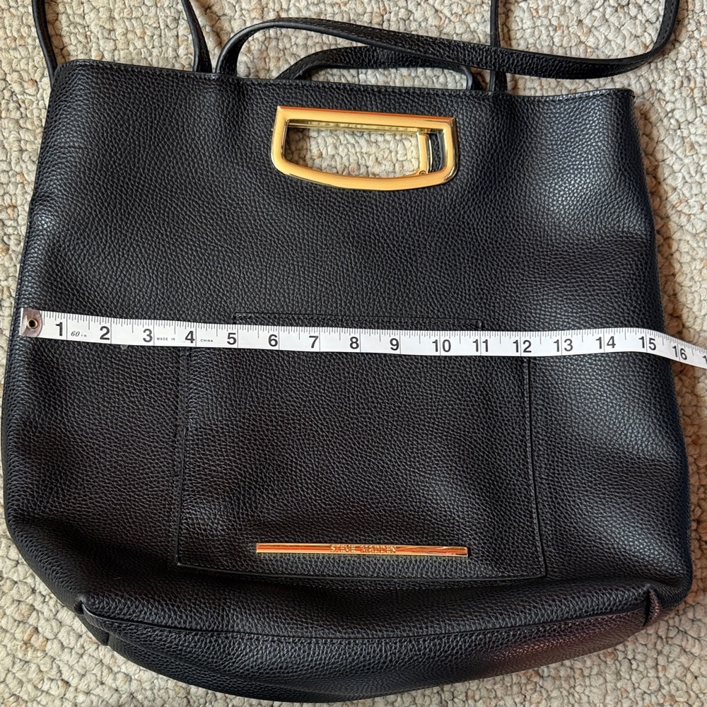 Steve Madden Black Tote Bag with Gold Accents - Women - Picture 10 of 11